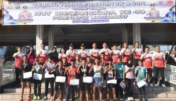 Sambut Hari Jadi Kota Tebing Tinggi Dan Hut Bhayangkara, Wali Kota Bersama Wakil Wali Kota Dan Kapolres Lepas Lomba Lari 5k dan 10k